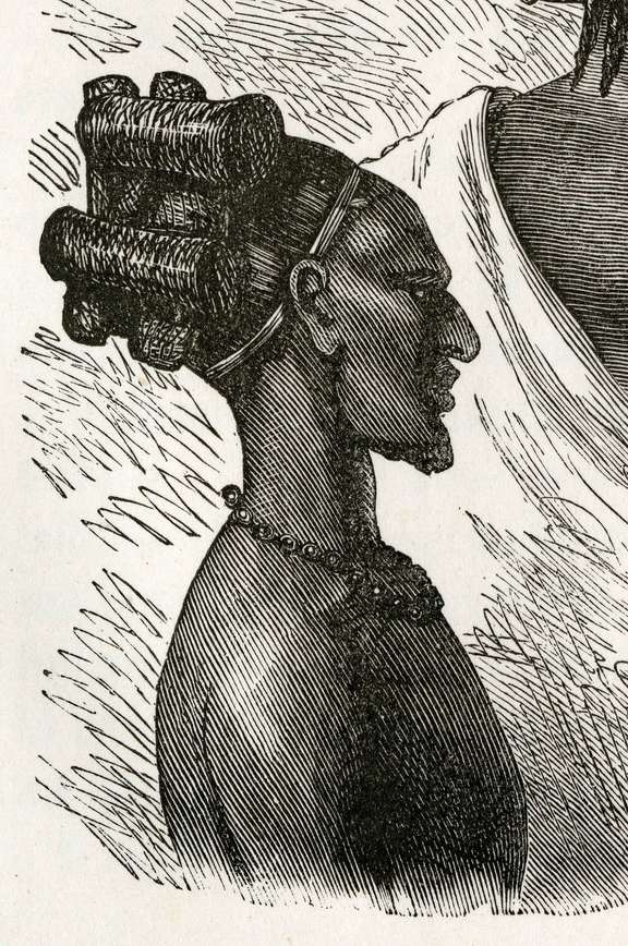 Dessin d’une coiffure cruciforme : "Coiffures de l’Uguha et du Maniema". © D.R.