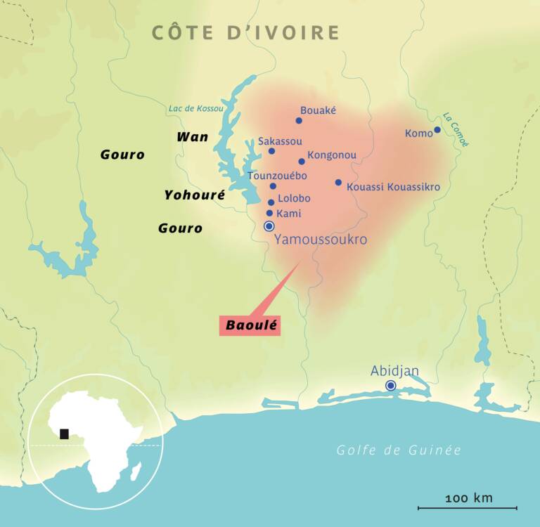 Carte de la région Baoulé © Thierry Renard