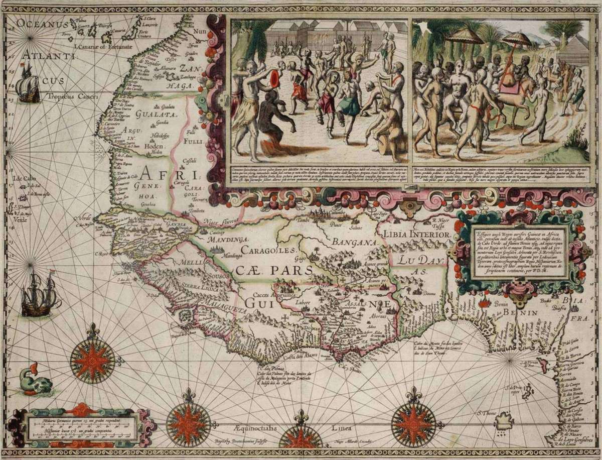 Map of Africa drawn by the Portuguese S. Rovalesca and enhanced by the cartographer L. Teixera pre-1602. © . Amsterdam University Library © D.R