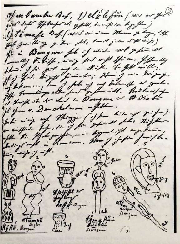 Lettre (p. 3) envoyée par Gustav Conrau à Felix von Luschan, 11 juin 1899. © BPK, Berlin, Dist. RMN-Grand Palais / image BPK