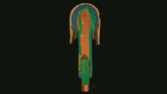  Sagittal section of the X-ray of a Fang head at the musée du quai Branly - Jacques Chirac in the former Paul Guillaume collection © musée du quai Branly - Jacques Chirac