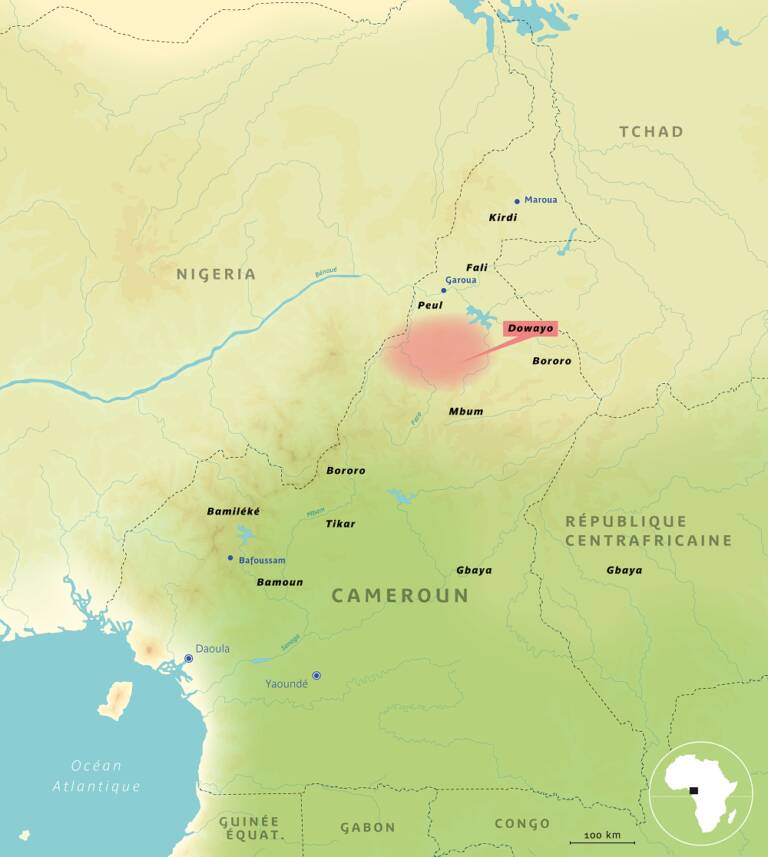 Carte de la région Dowayo, Nord Cameroun © Thierry Renard 