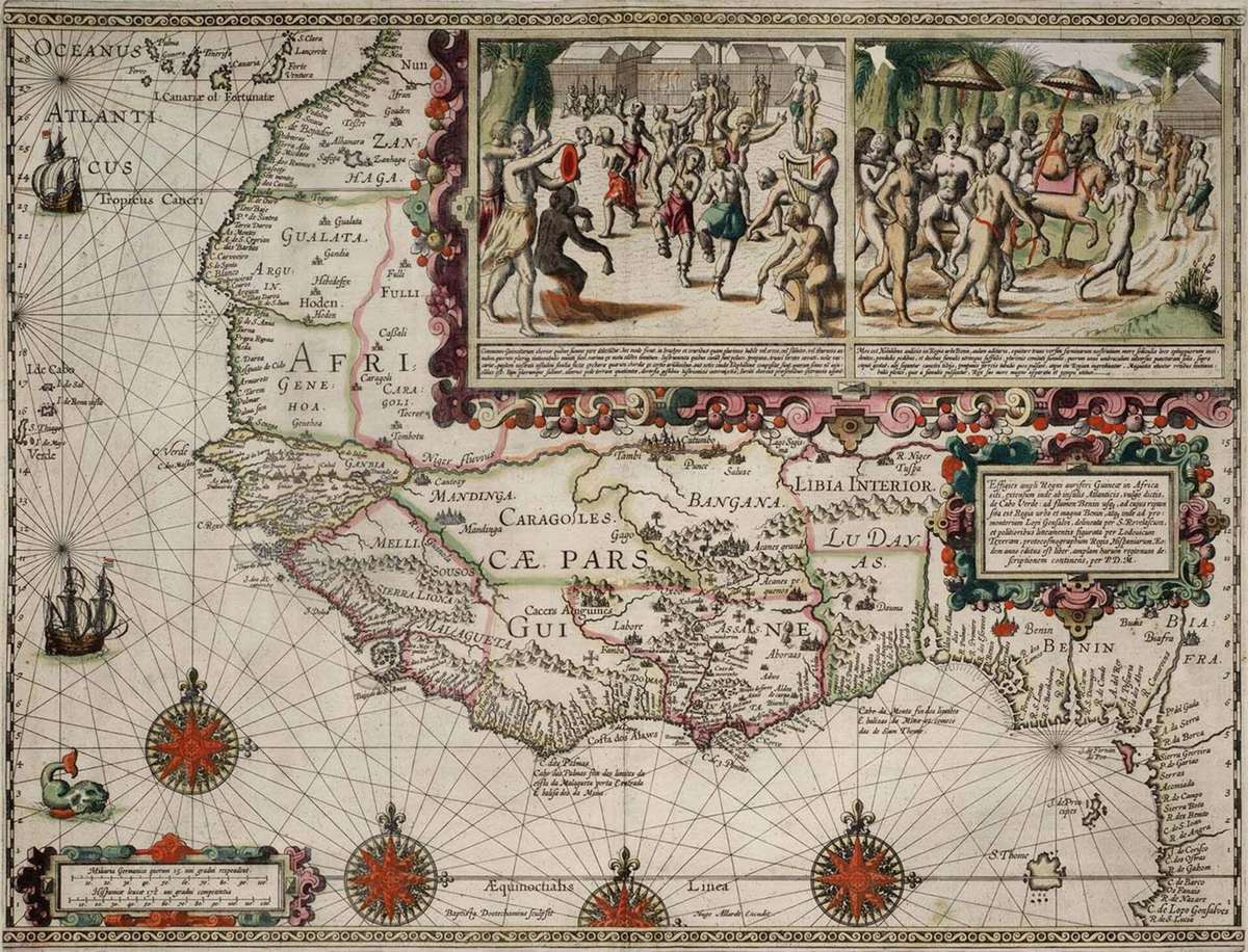 Carte d’Afrique dessinée par le Portugais S. Rovalesca et améliorée par le cartographe L. Teixera avant 1602.© Bibliothèque de l'Université d'Amsterdam © D.R